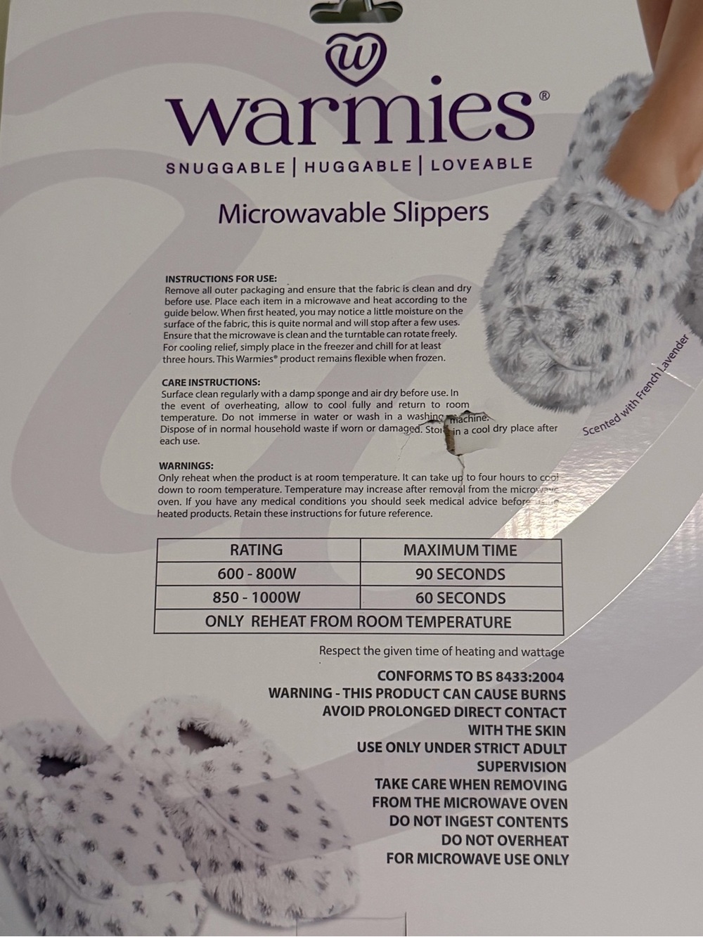 NWT-Warmies Microwavable Slippers - Gray Speckle Plush (OSFM)) - Picture 2 of 2